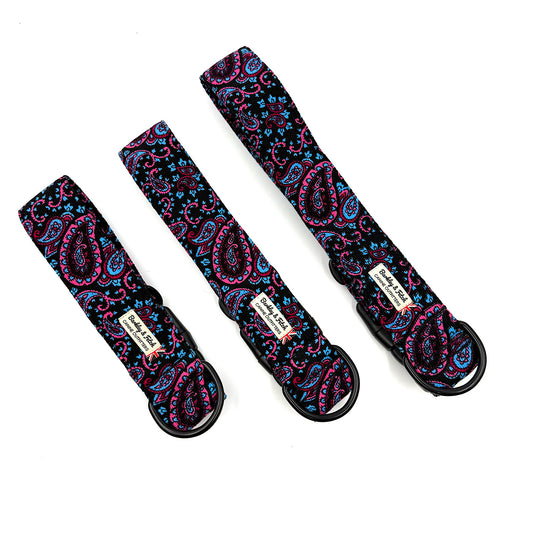 Blue Paisley Corduroy WIDE Dog Collar