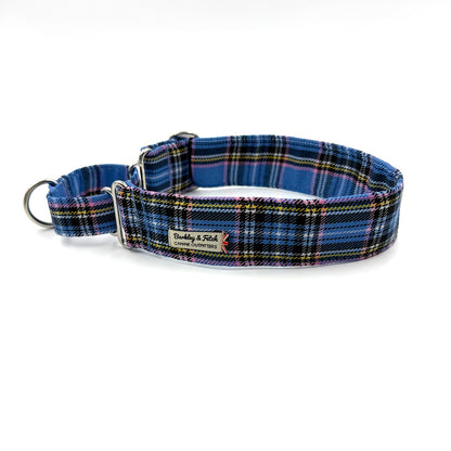 Pale Blue Tartan Martingale Dog Collar