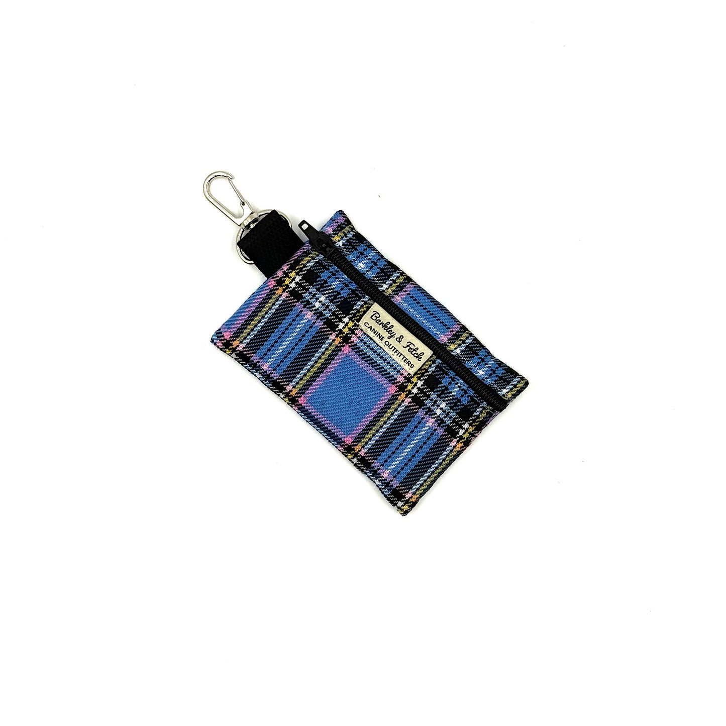 Pale Blue Tartan Poo Bag Holder