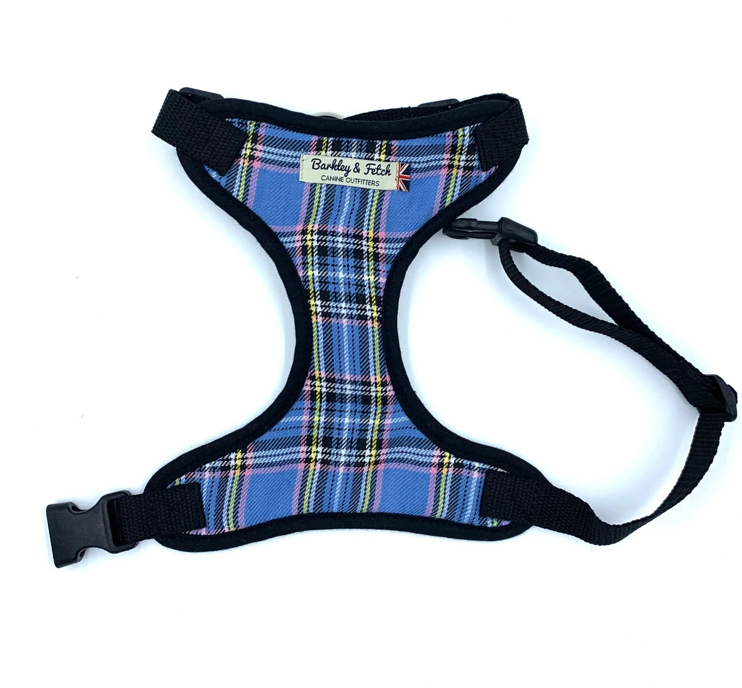 Pale Blue Tartan Soft Dog Harness