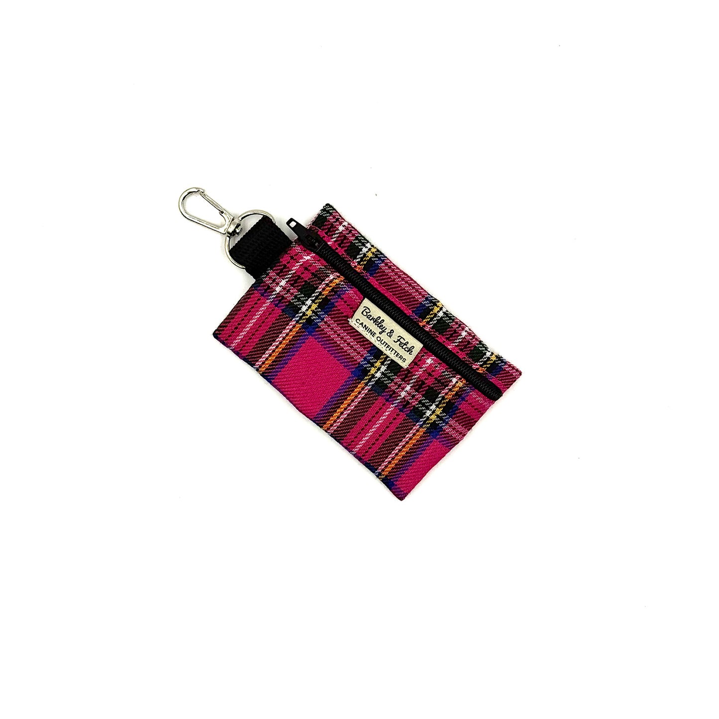 Bright Pink Tartan Poo Bag Holder
