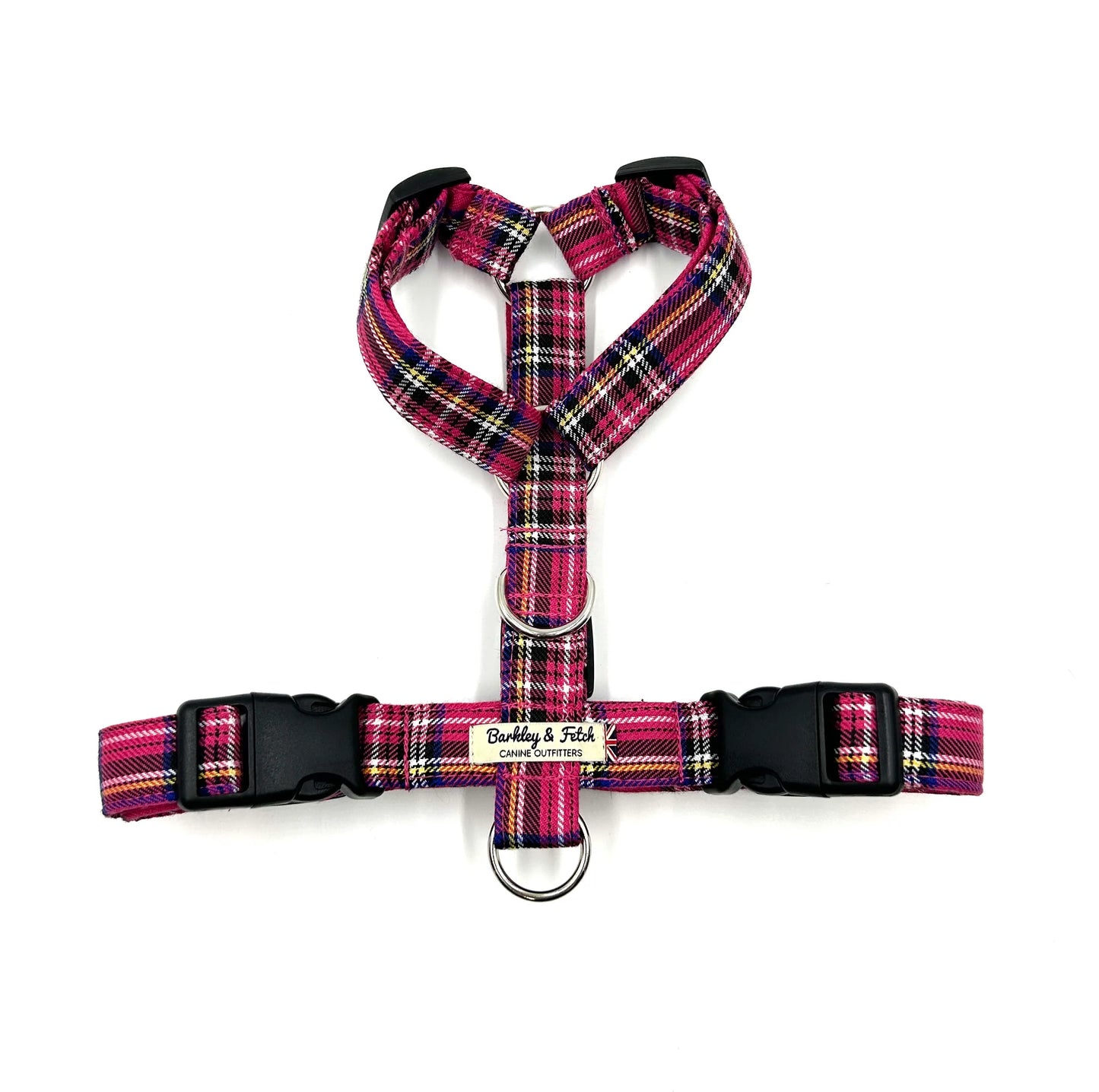 Bright Pink Tartan Strap Dog Harness