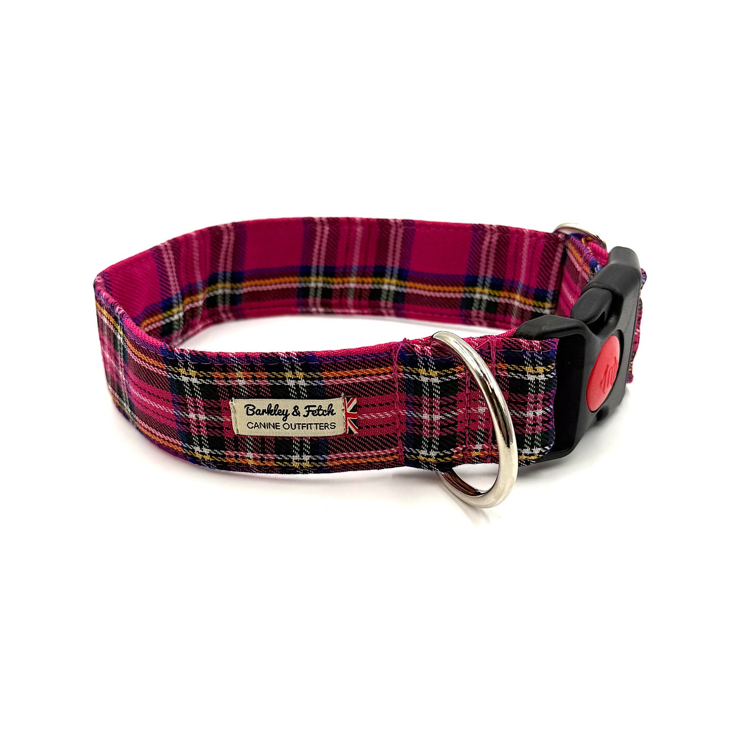 Bright Pink Tartan WIDE Dog Collar