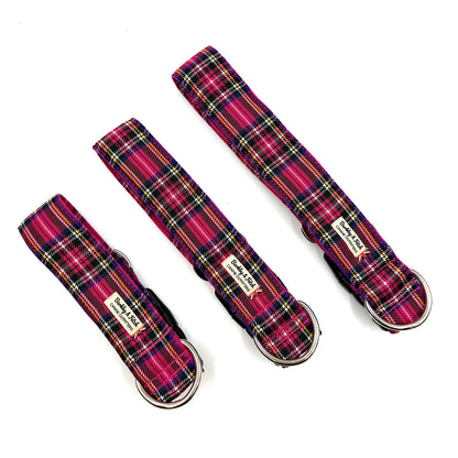 Bright Pink Tartan WIDE Dog Collar