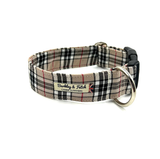 Caramel Tartan WIDE Dog Collar