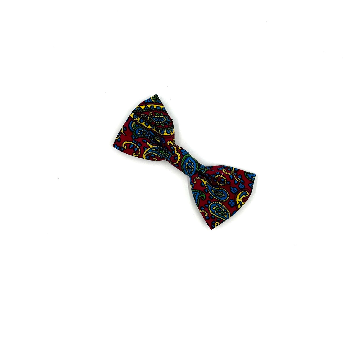 Cherry Paisley Print Corduroy Dog Bow