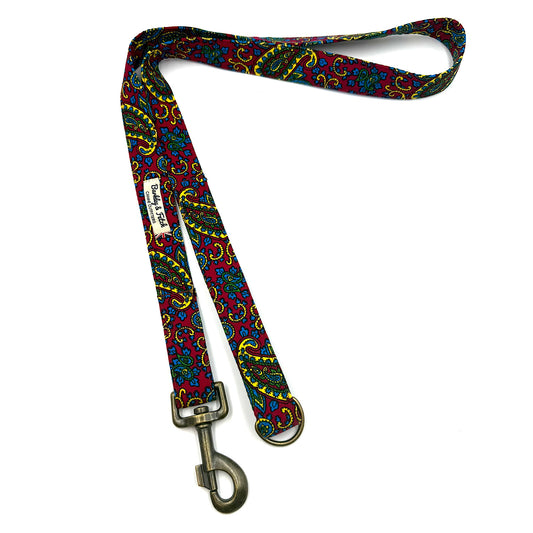 Cherry Paisley Print Dog Lead