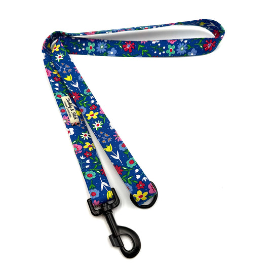Cobalt Floral Print Dog Lead