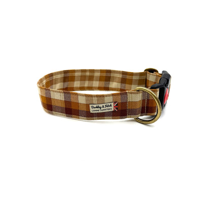 Gingerbread Check WIDE Dog Collar