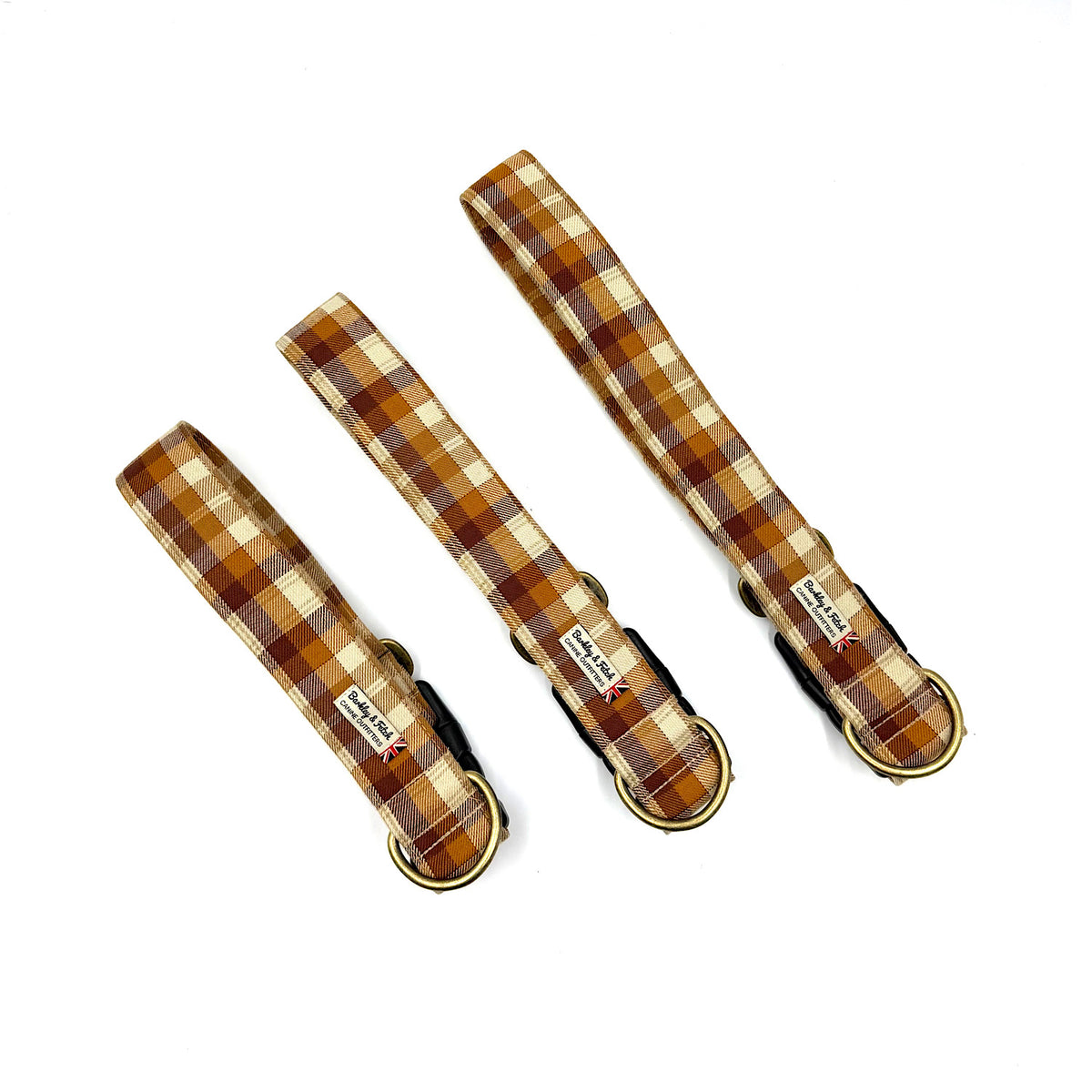 Gingerbread Check WIDE Dog Collar