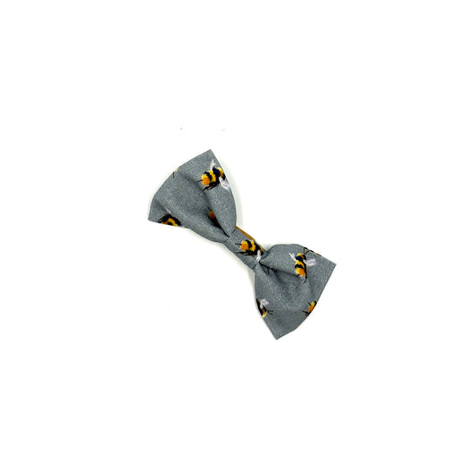 Grey Bee Print Dog Bow