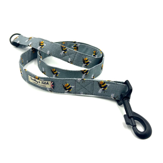 Grey Bee Print Dog Lead