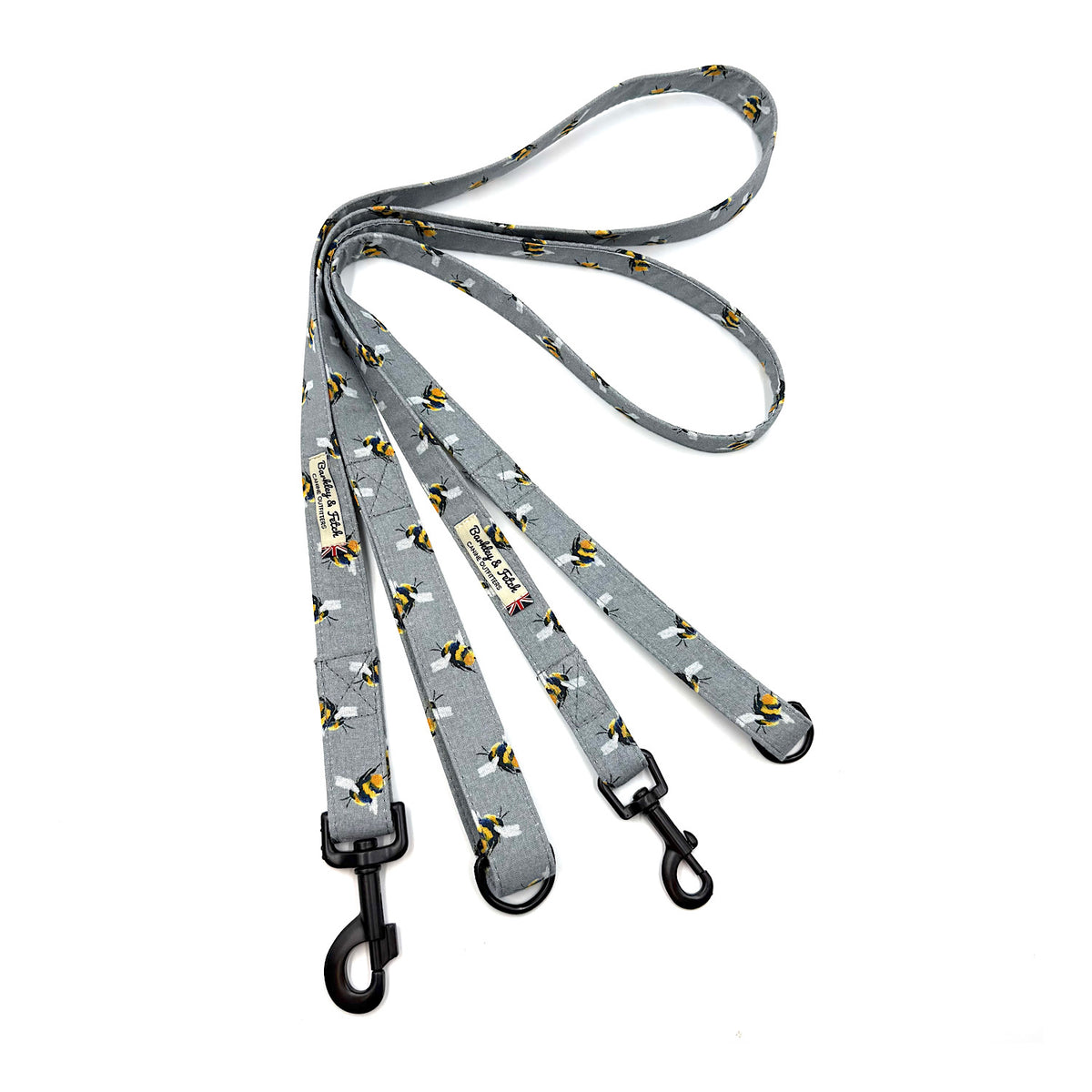 Grey Bee Print Dog Lead