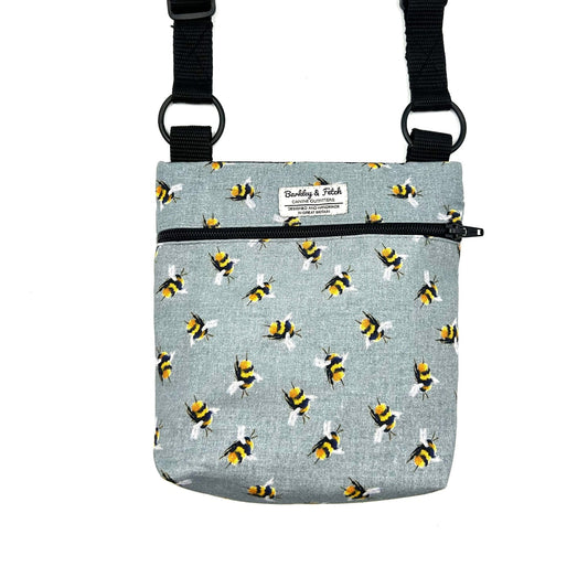 Grey Bee Print Dog Walking Bag
