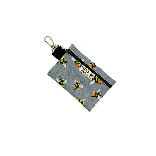 Grey Bee Print Poo Bag Holder