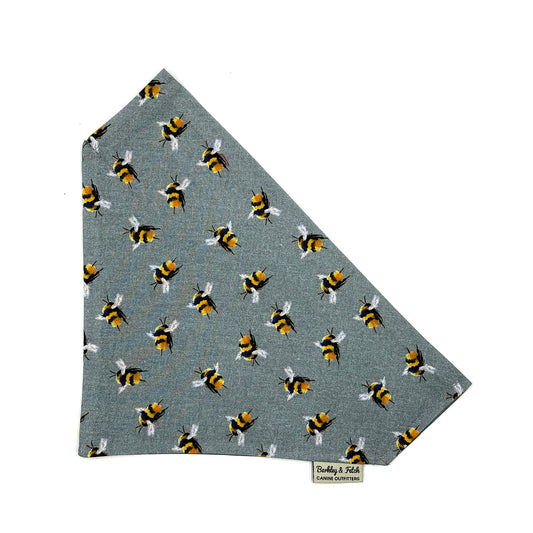 Grey Bee Print Dog Bandana