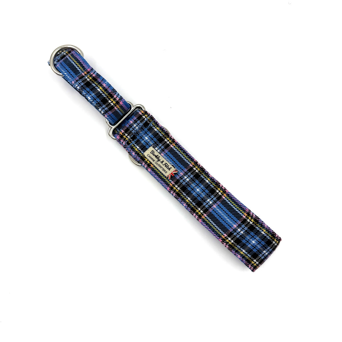 Pale Blue Tartan Martingale Dog Collar