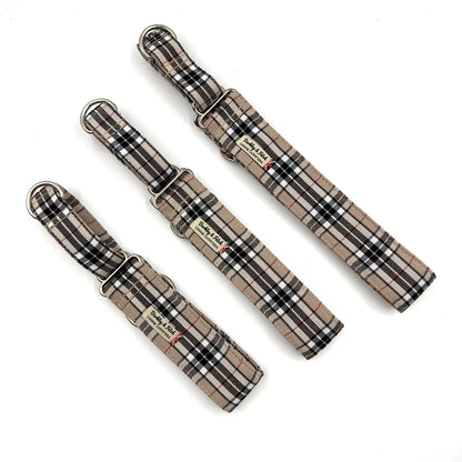 Caramel Tartan Martingale Dog Collar
