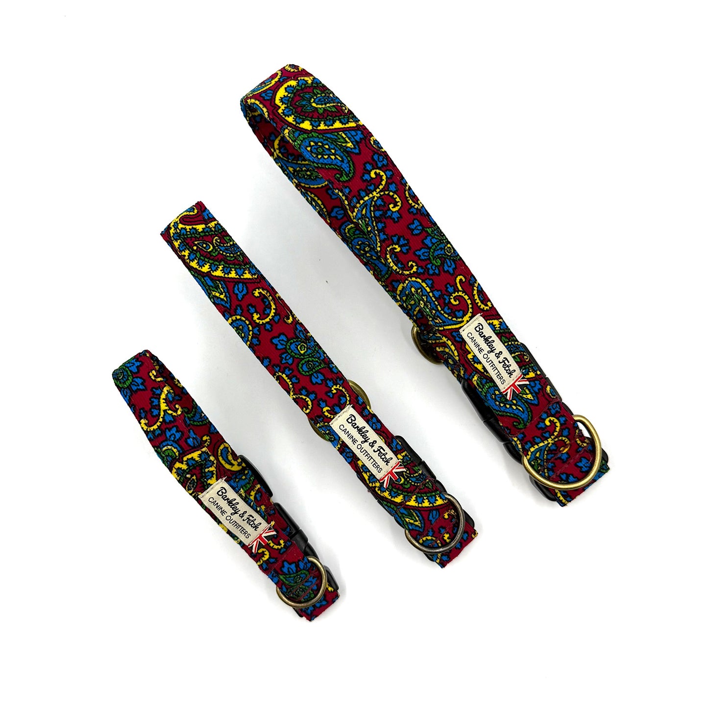 Cherry Paisley Corduroy Dog Collar