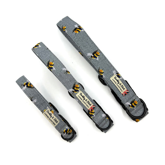 Grey Bee Print Dog Collar