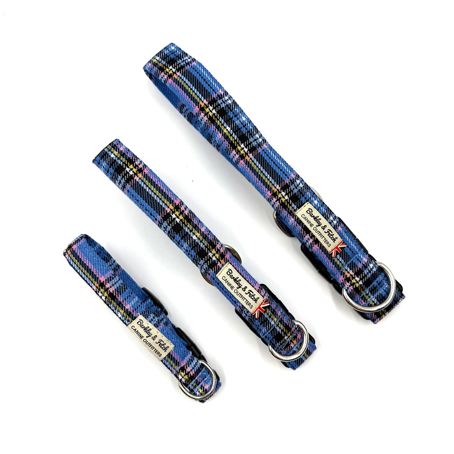 Pale Blue Tartan Dog Collar