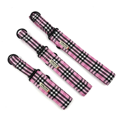 PinkBerry Check Martingale Dog Collar