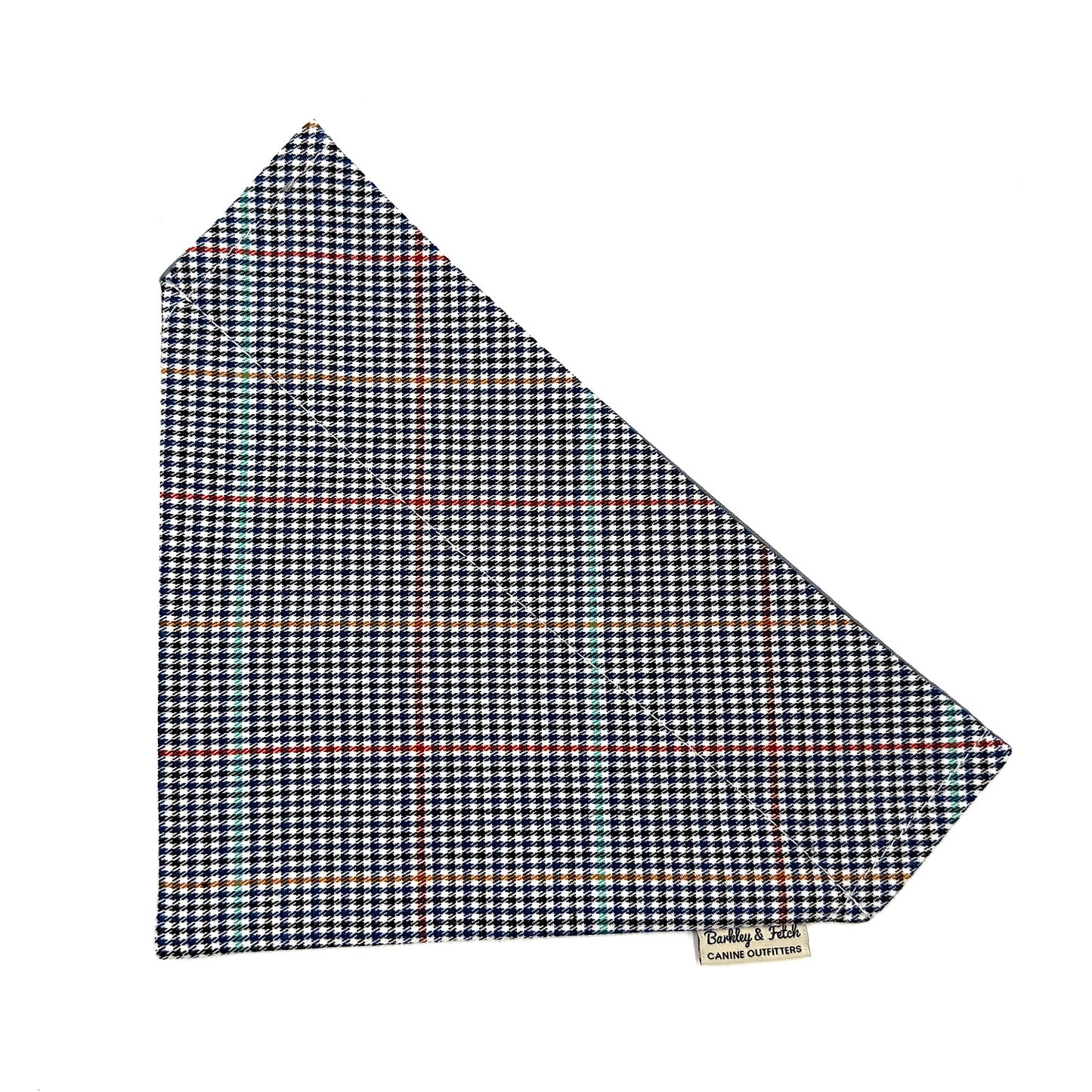 Navy Dogtooth Check Dog  Bandana