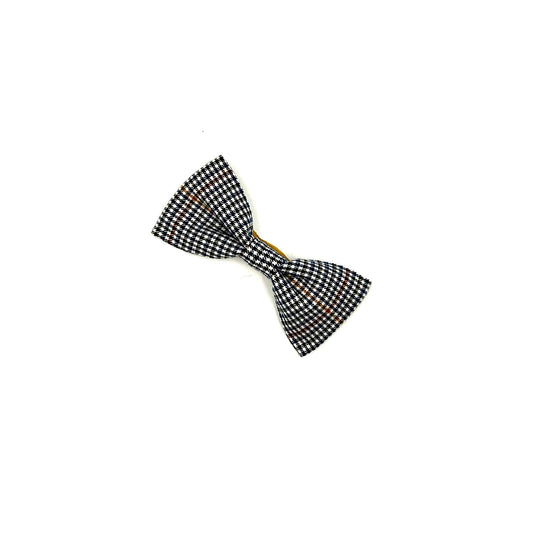 Navy Dogtooth Check Dog Bow