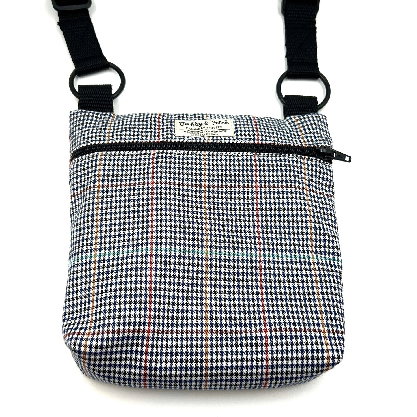 Navy Dogtooth Check Dog Walking Bag