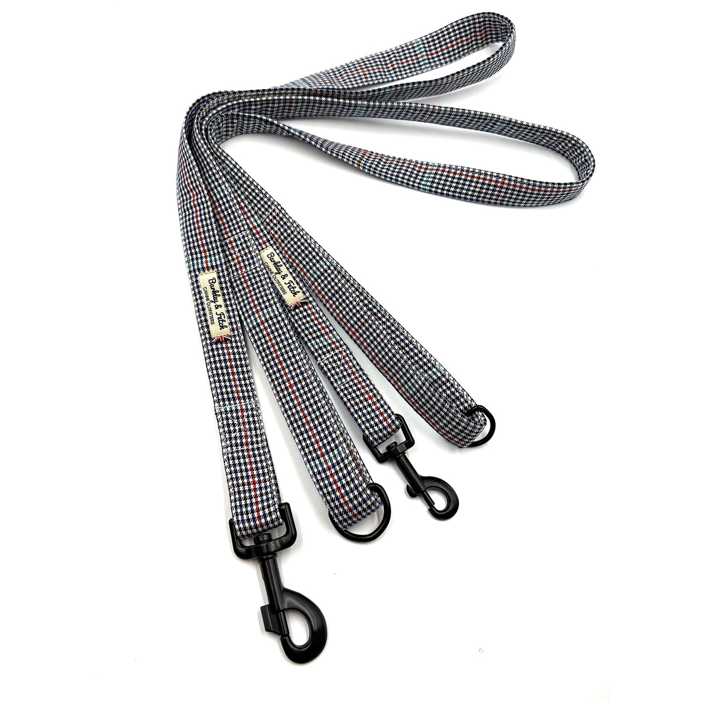 Navy Dogtooth Check Dog Lead