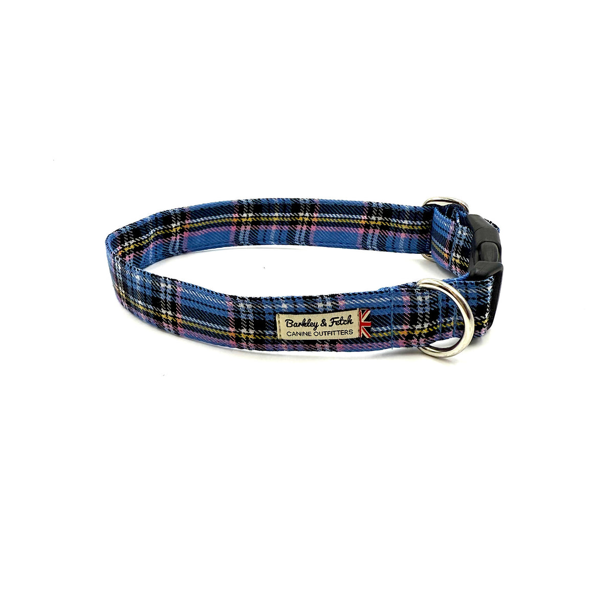 Pale Blue Tartan Dog Collar