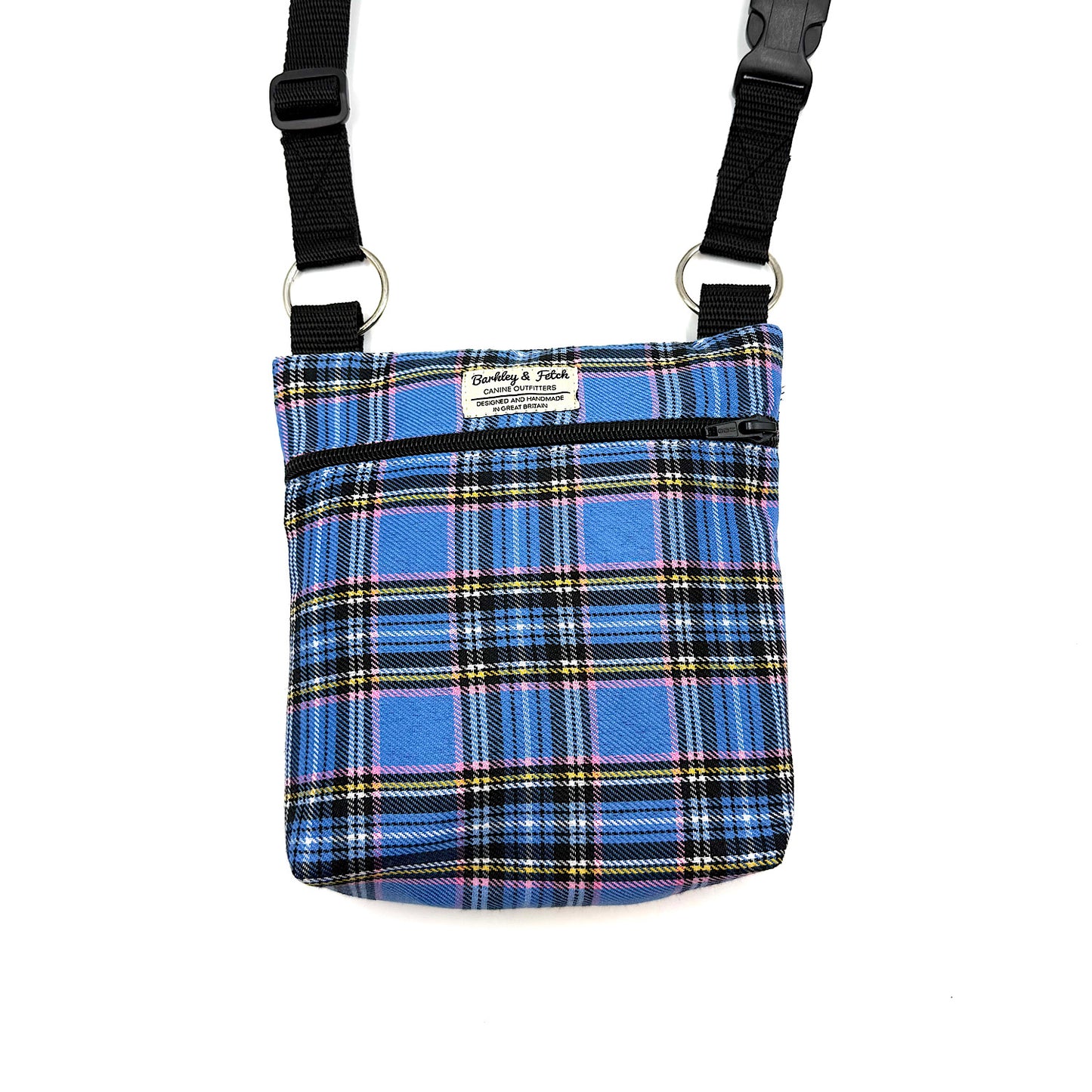 Pale Blue Tartan Dog Walking Bag