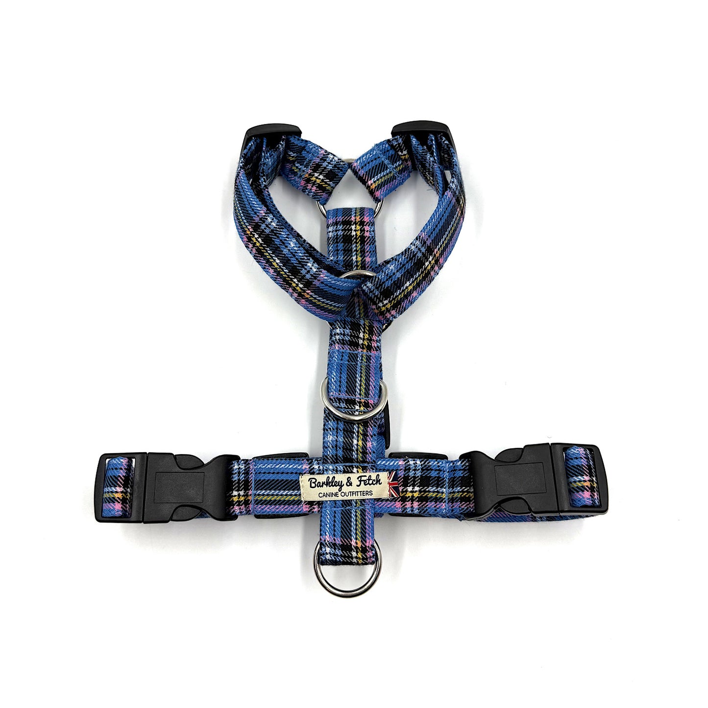 Pale Blue Tartan Strap Dog Harness