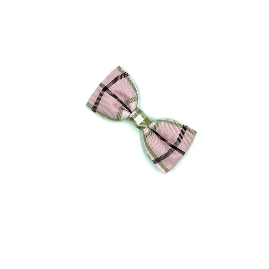 Pale Pink Tartan Dog Bow
