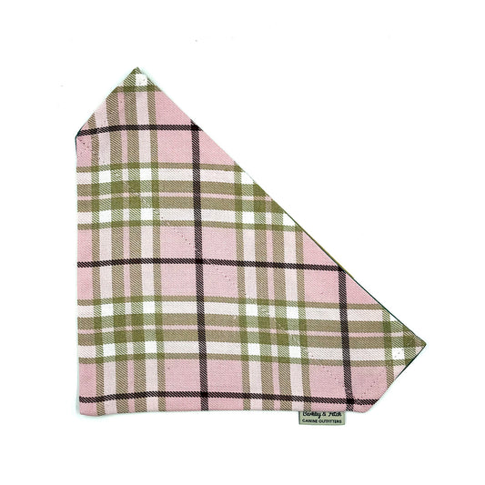 Pale Pink Tartan Dog  Bandana