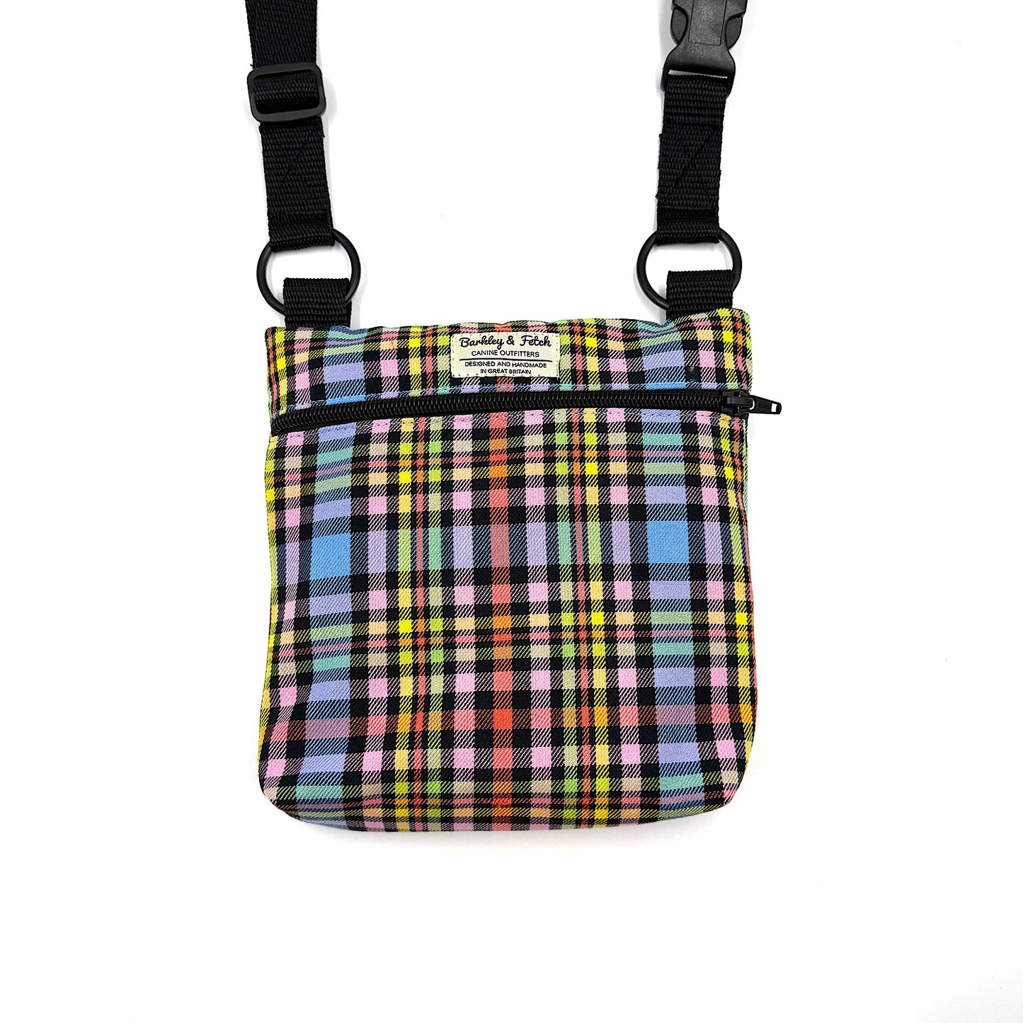 Pastel Rainbow Check Dog Walking Bag