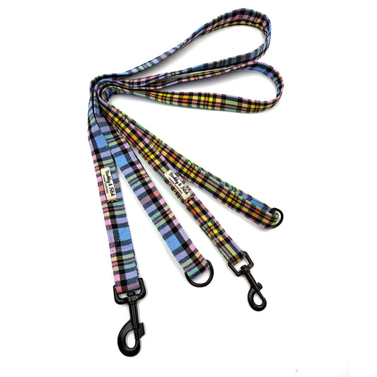 Pastel Rainbow Check Dog Lead
