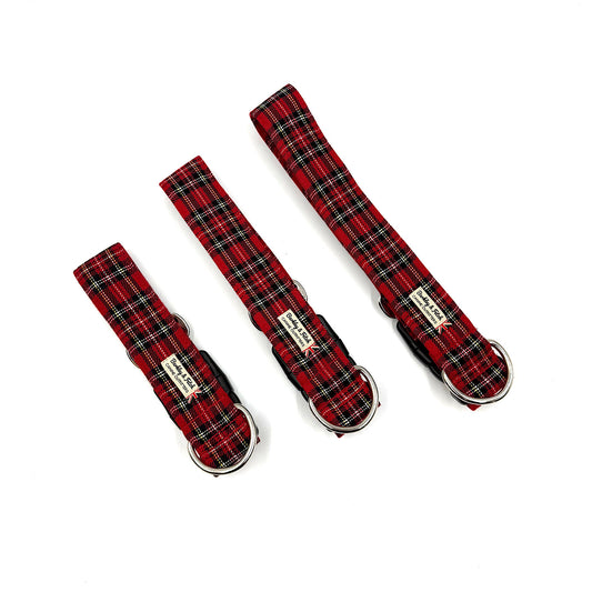 Red Tartan WIDE Dog Collar