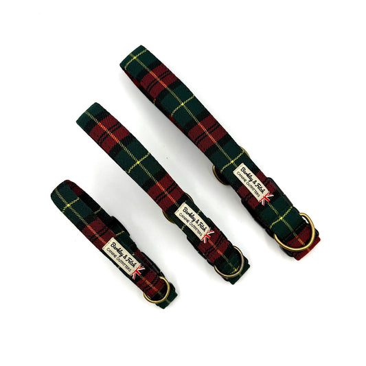 Red and Green Tartan Dog Collar