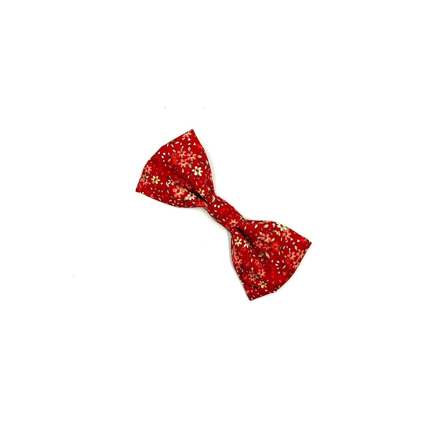 Red Ditsy Floral Print Dog Bow