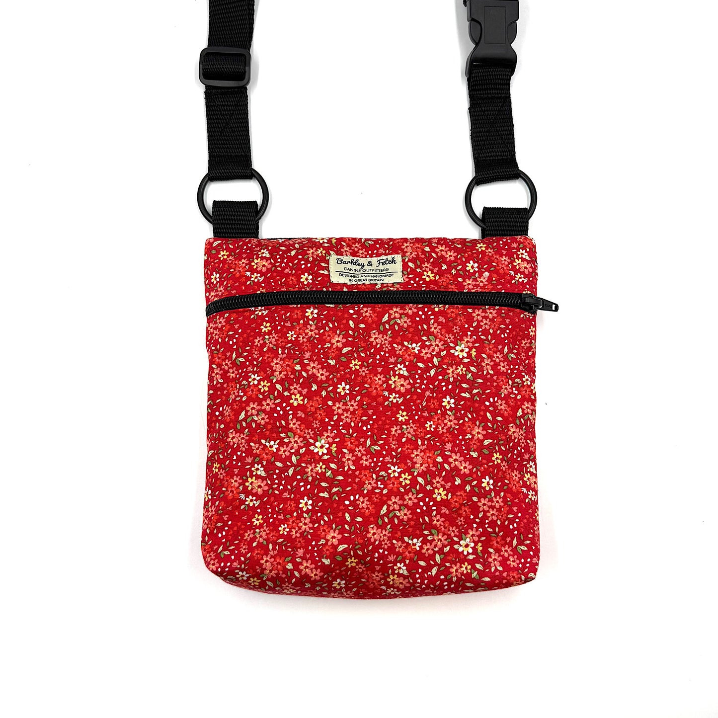 Red Ditsy Print Dog Walking Bag