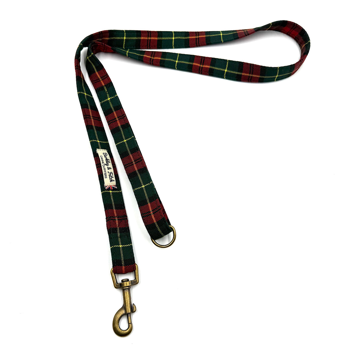 Red and Green Tartan Dog Lead