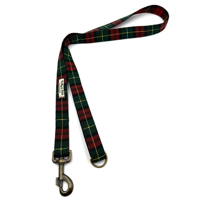 Red and Green Tartan Dog Lead