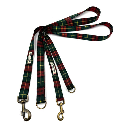 Red and Green Tartan Dog Lead