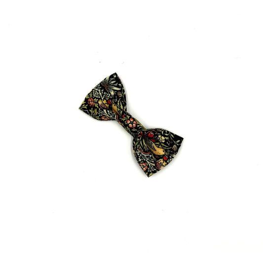 Black Strawberry Thief Dog Bow
