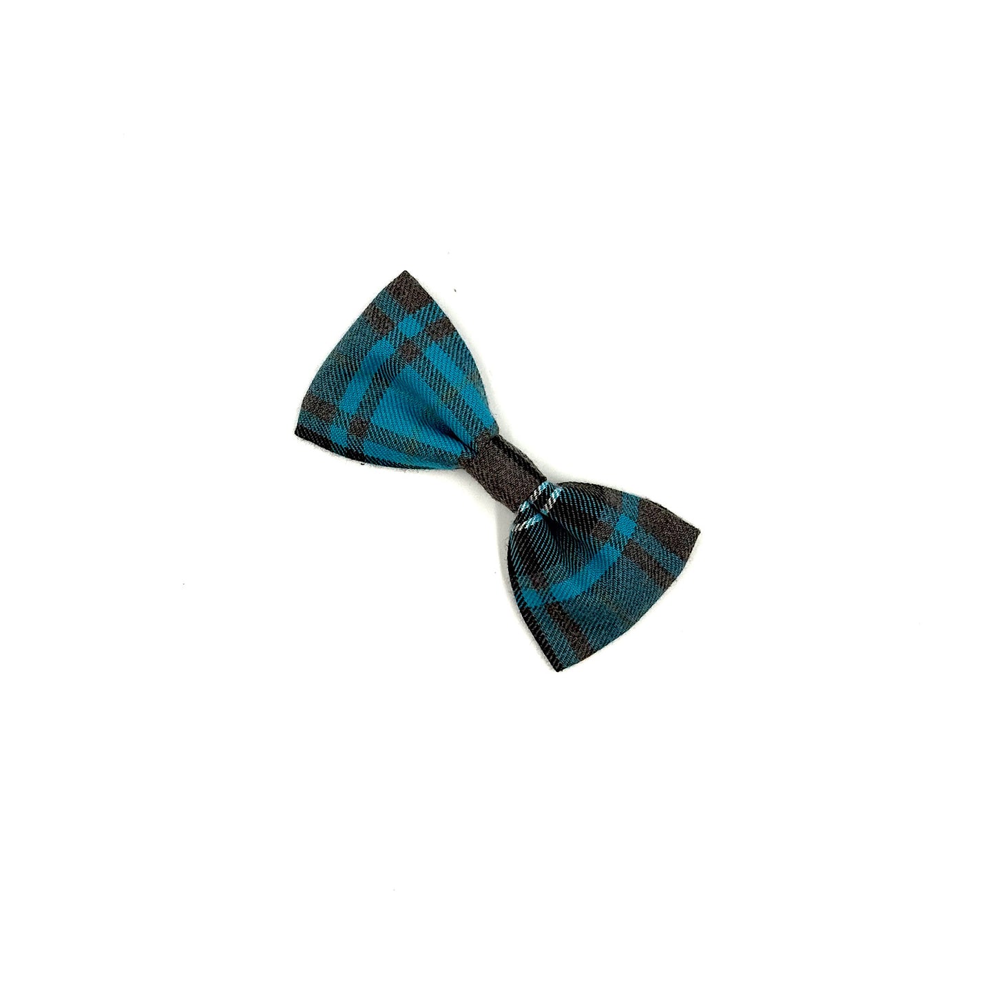 Turquoise/Grey Tartan Dog Bow
