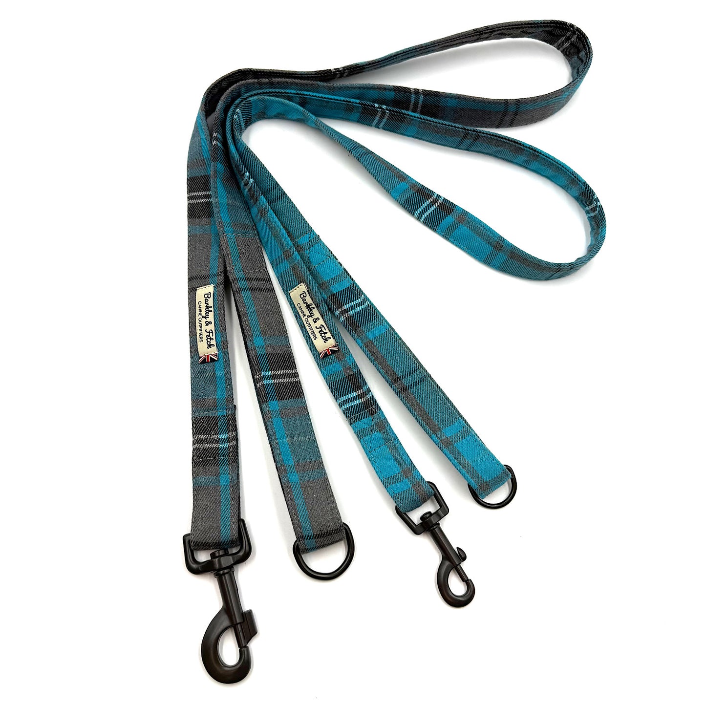 Turquoise/Grey Tartan Dog Lead