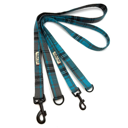 Turquoise/Grey Tartan Dog Lead