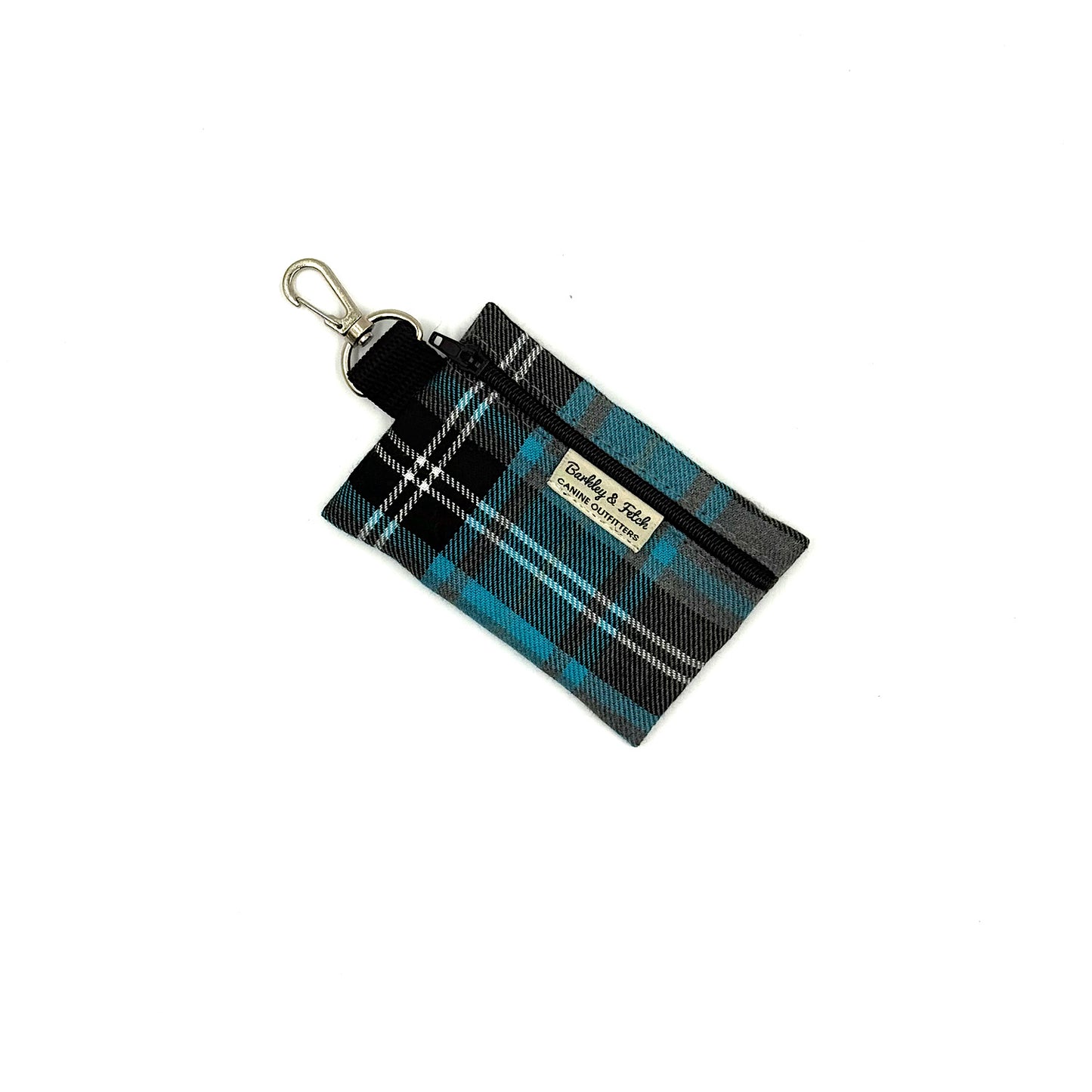 Turquoise/Grey Tartan Poo Bag Holder