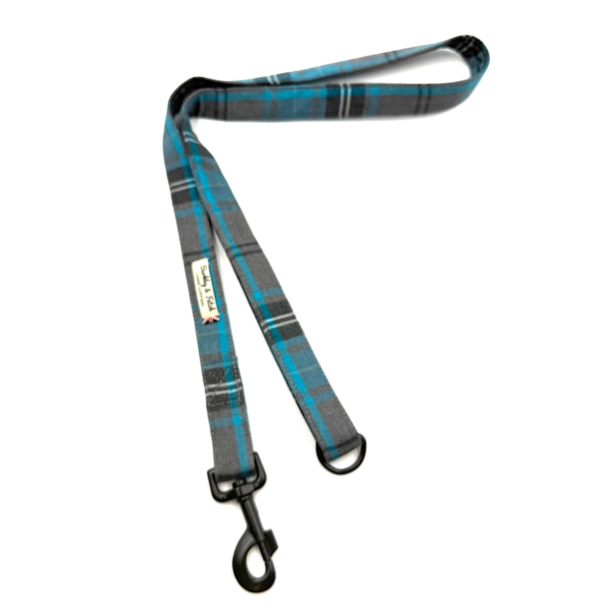 Turquoise/Grey Tartan Dog Lead
